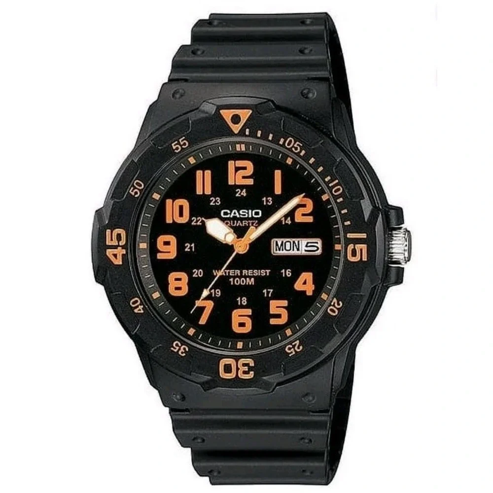 Casio MRW200H-4BV, Analog Watch, Black Resin Band, Day/Date, 100 Meter WR